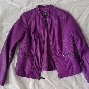 Alfani Purple Faux Leather Jacket XS